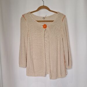 One Girl Who Silk Linen Blend Loose Knit Cardigan Size Medium